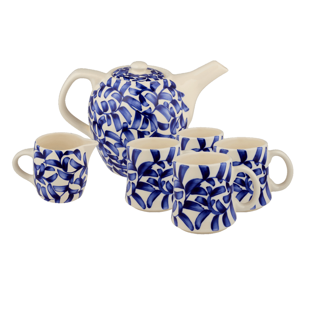 Navy Blue Scroll Tea Set, 6-Piece