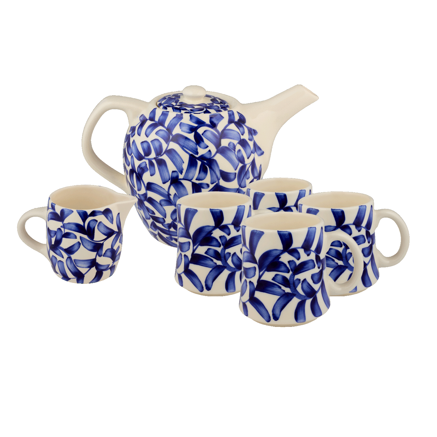 Navy Blue Scroll Tea Set, 6-Piece