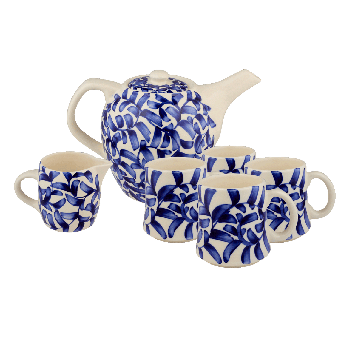 Navy Blue Scroll Tea Set, 6-Piece