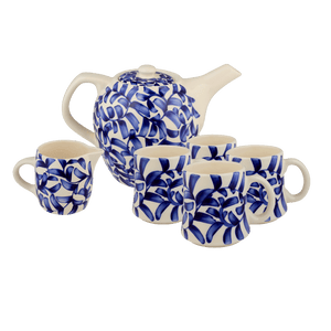 Navy Blue Scroll Tea Set, 6-Piece