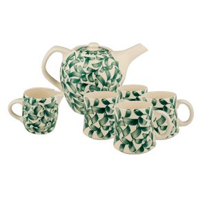 Green Scroll Tea Set, 6-Piece
