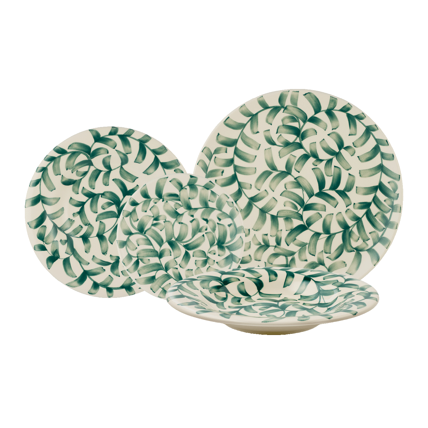 Green Scroll Dinner Set, 16-Piece