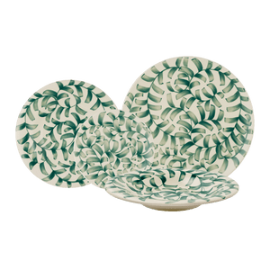 Green Scroll Dinner Set, 16-Piece