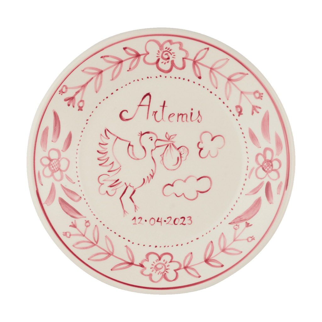 Personalized Rose Pink Birth Plate