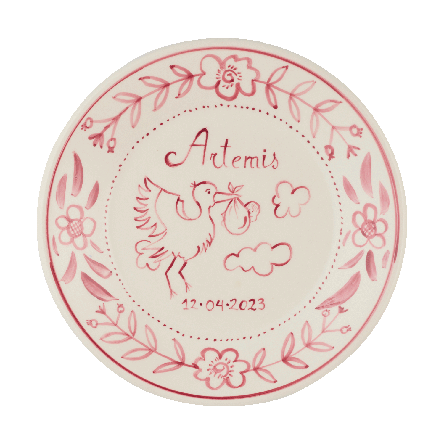 Personalized Rose Pink Birth Plate