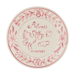 Personalized Rose Pink Birth Plate