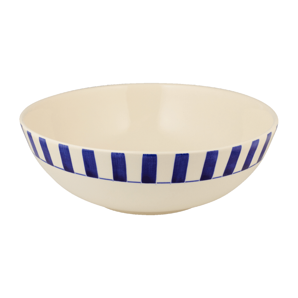 Navy Blue Stripes Salad Bowl