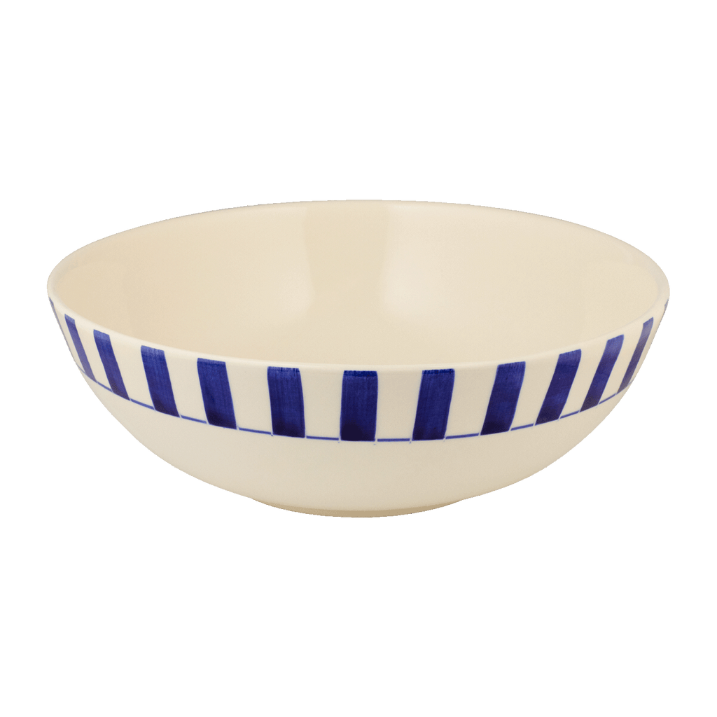 Navy Blue Stripes Salad Bowl