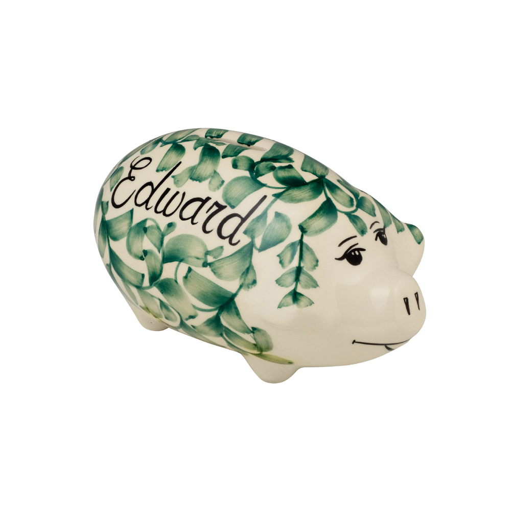 Personalized Green Piggy Bank
