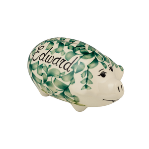 Personalized Green Piggy Bank