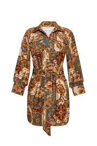 Villena Dress in Vintage Patchwork Blue