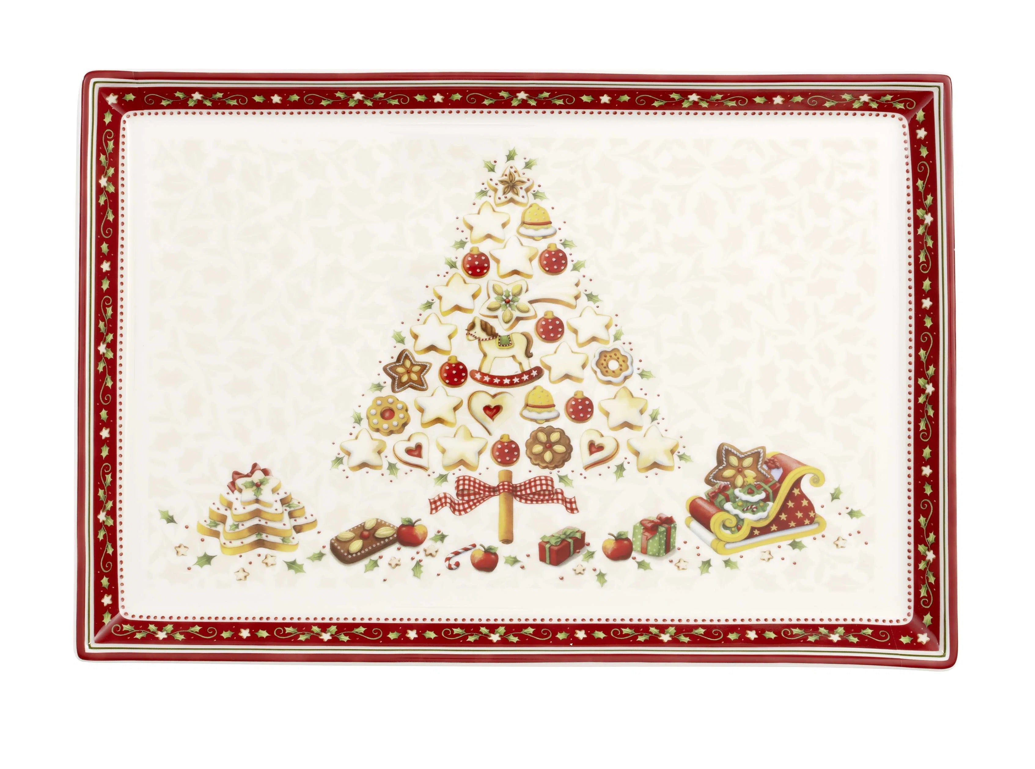 Winter Bakery Delight Large Rectangular Cake Platter in Multi