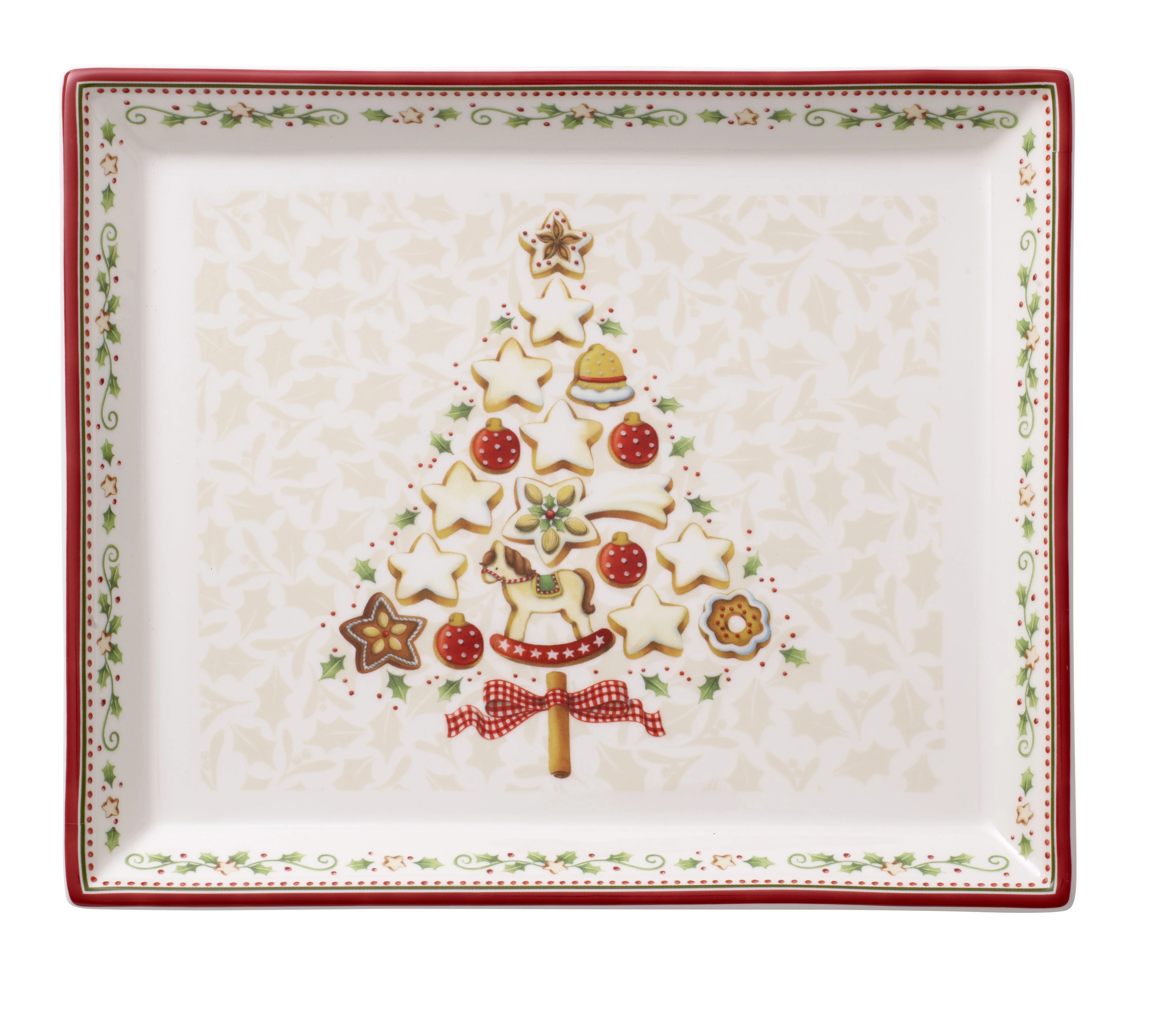 Winter Bakery Delight Small Rectangular Cake Platter in Multi