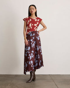 Violeta Dress in Cayenne/Deep Redwood Multi