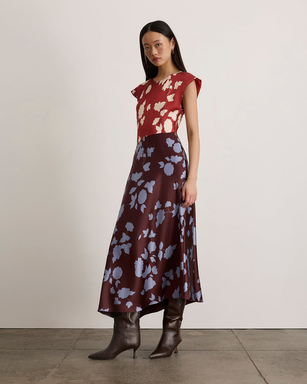 Violeta Dress in Cayenne/Deep Redwood Multi