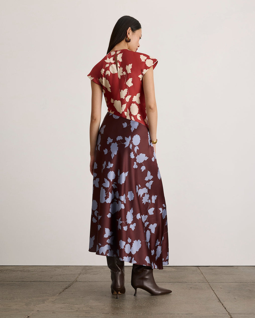 Violeta Dress in Cayenne/Deep Redwood Multi