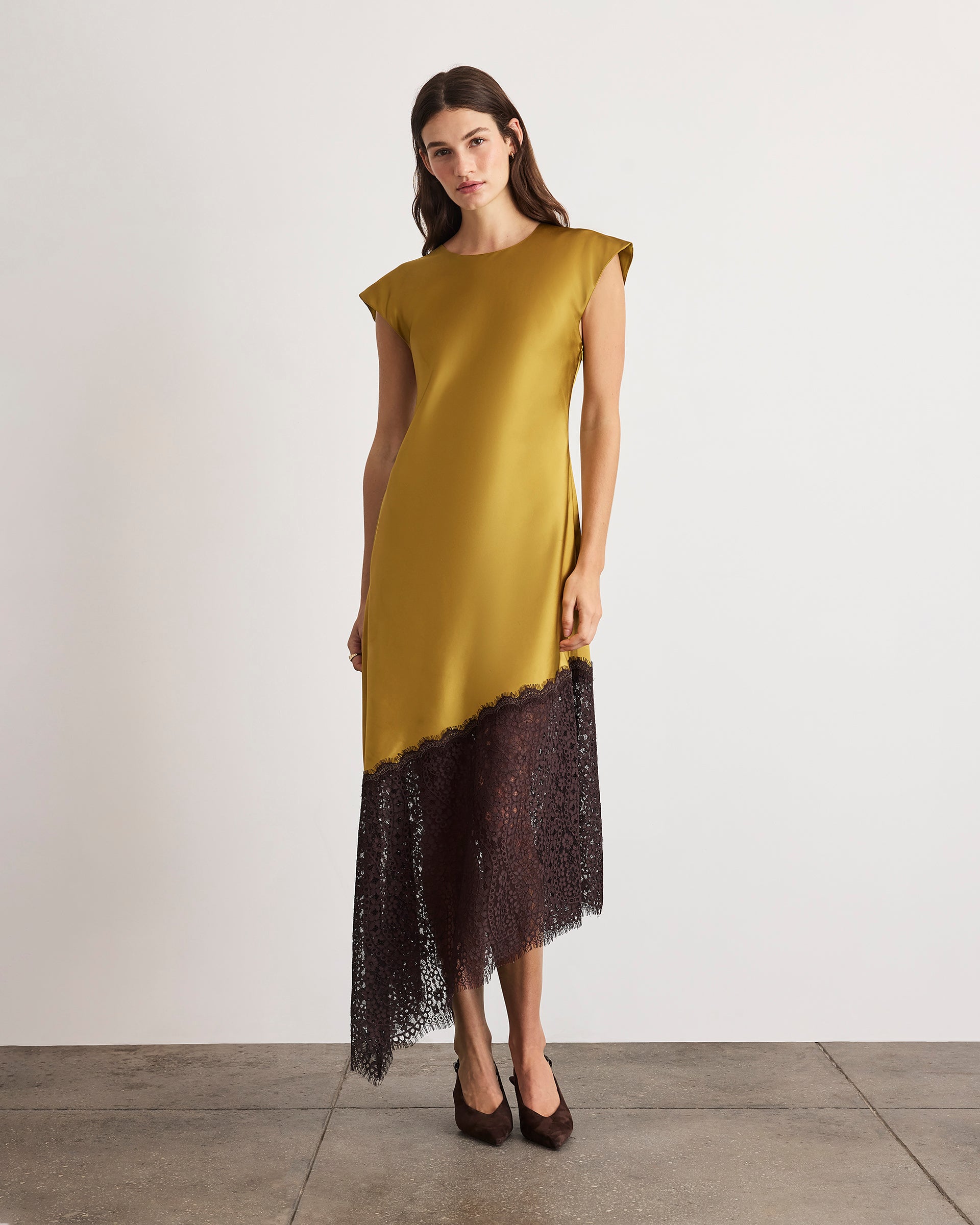 Violeta Lace Dress in Hazel/Dark Fig