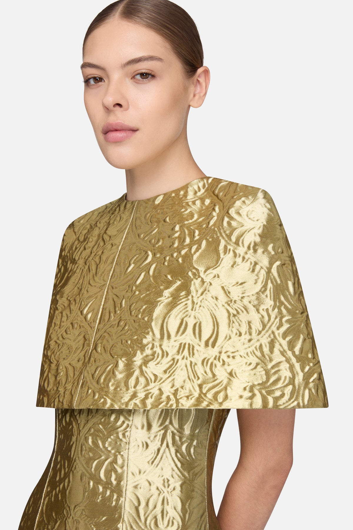 Virginie Cape in Gold Metallic Jacquard