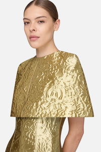 Virginie Cape in Gold Metallic Jacquard
