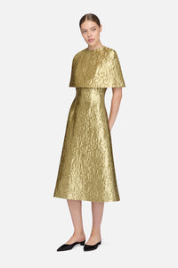 Virginie Cape in Gold Metallic Jacquard