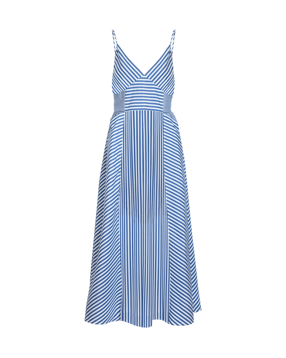 Vivien Dress in Optic White/French Blue Stripe