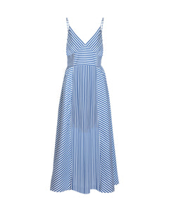 Vivien Dress in Optic White/French Blue Stripe
