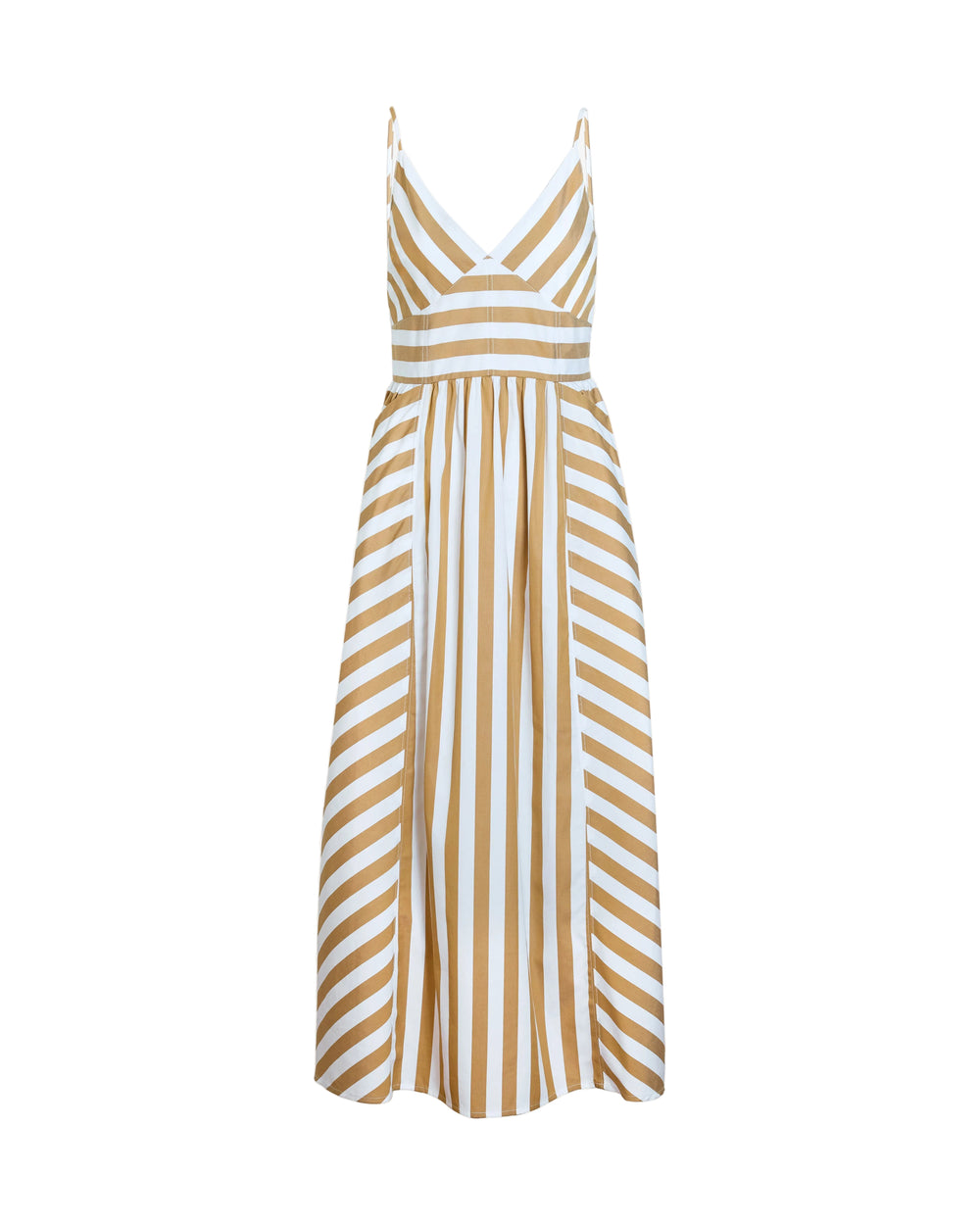 Vivien Dress in Optic White/Dark Khaki