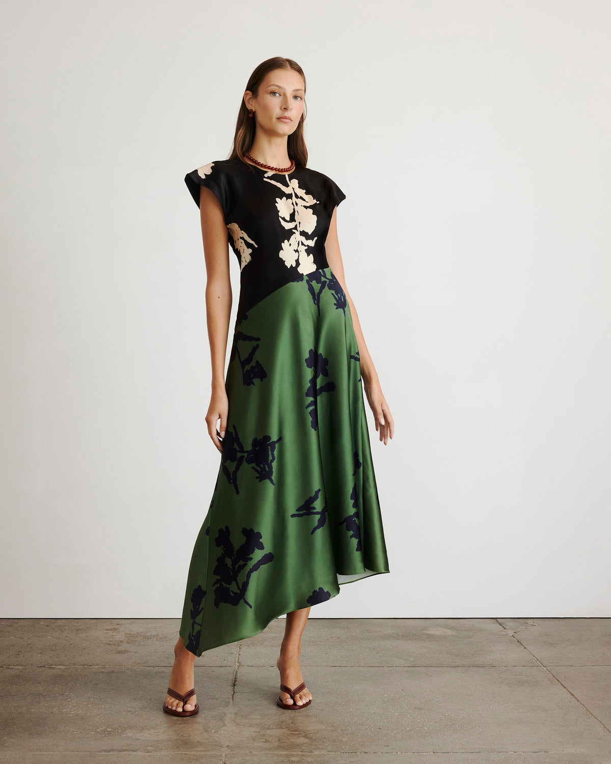 Violeta Dress in Dark Fig & Forest Green Multi