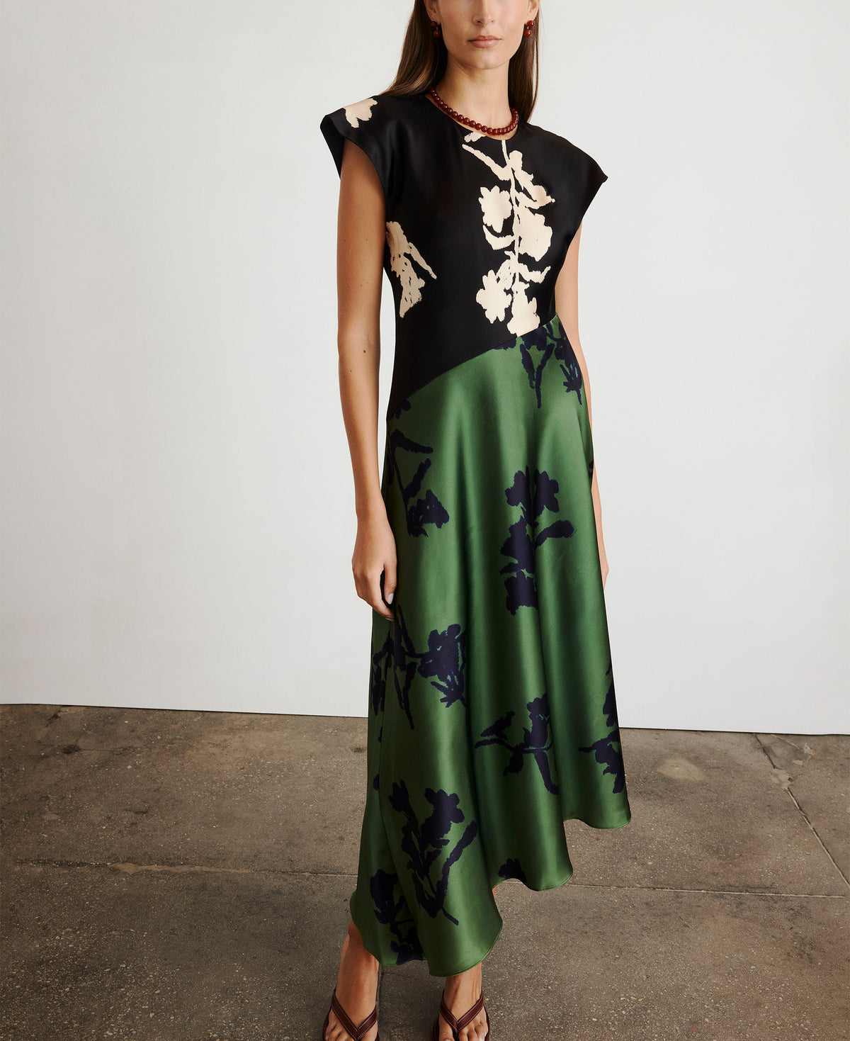 Violeta Dress in Dark Fig & Forest Green Multi