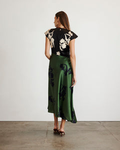 Violeta Dress in Dark Fig & Forest Green Multi