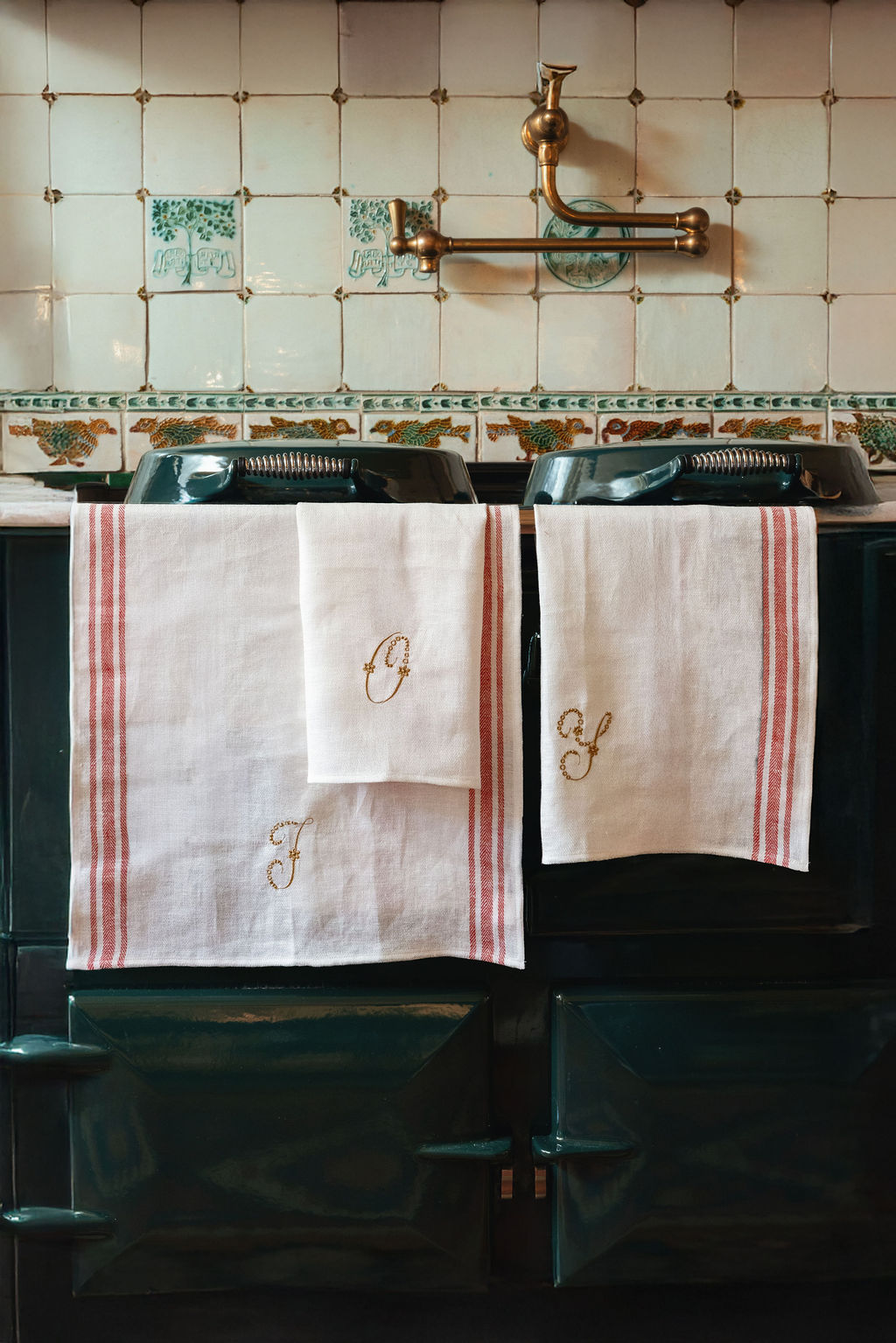 Kitchen Towels in French Red, Set of 3