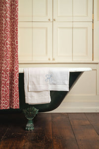 Liege Hand Towel in Ivory White Waffle with White Hemstitch