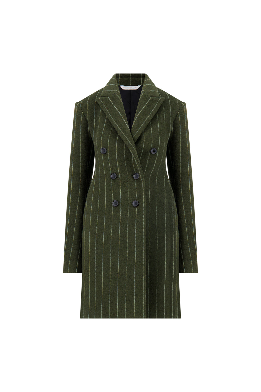 Wool Basque Tailored Overcoat in Alpine & White Stripe