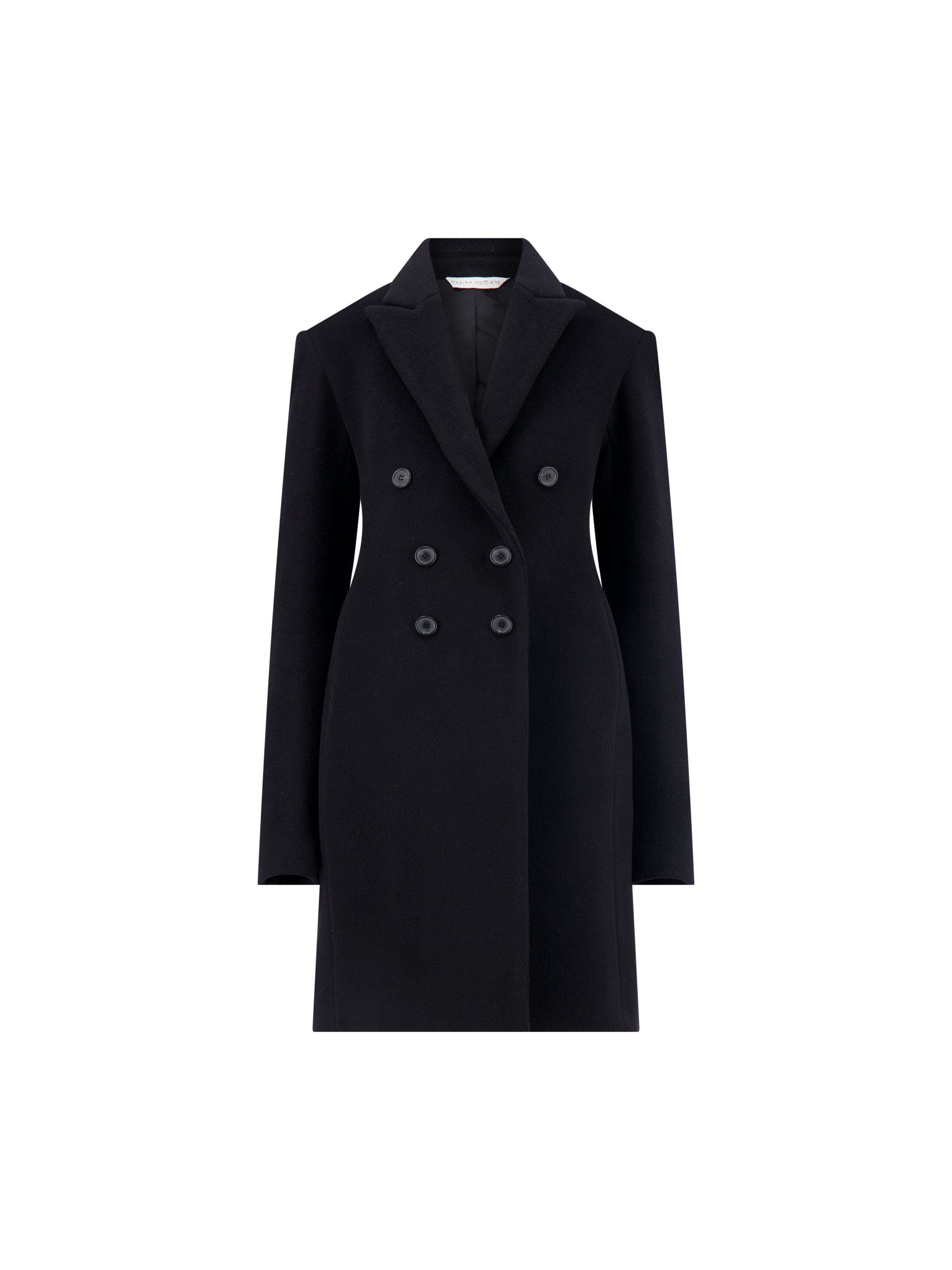 Wool Basque Tailored Overcoat in Black