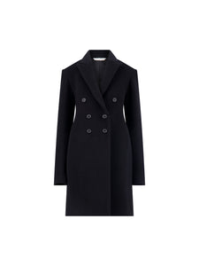Wool Basque Tailored Overcoat in Black