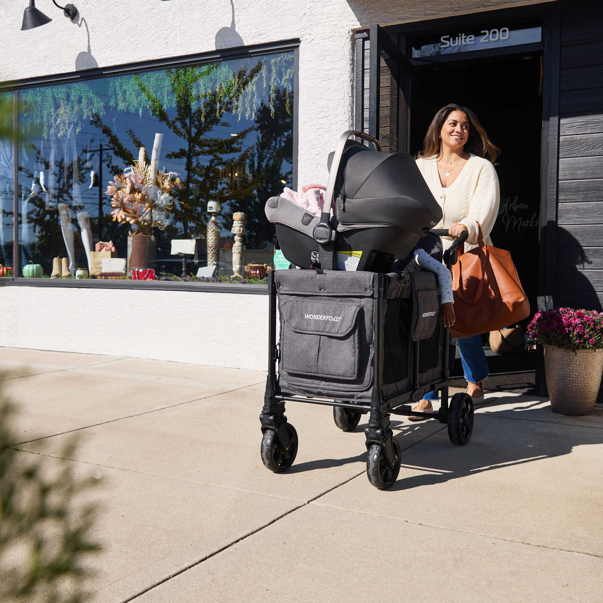 WonderFold W Elite Pro Stroller Wagon 2-Seater in Charcoal Gray