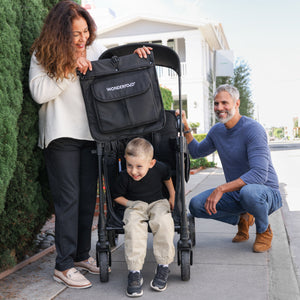 WonderFold W Elite Pro Stroller Wagon 2-Seater in Jet Black