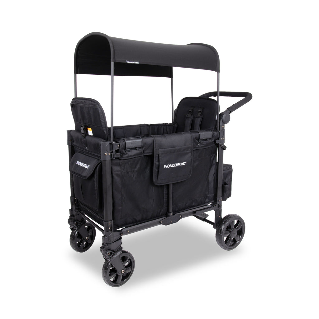 WonderFold W Elite Pro Stroller Wagon 2-Seater in Jet Black