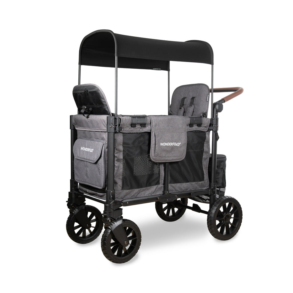 WonderFold W Luxe Pro Stroller Wagon 2-Seater in Charcoal Gray
