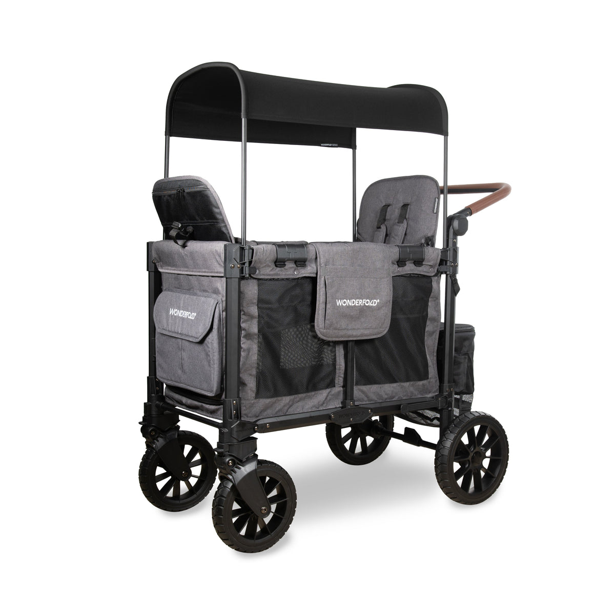 WonderFold W Luxe Pro Stroller Wagon 2-Seater in Charcoal Gray