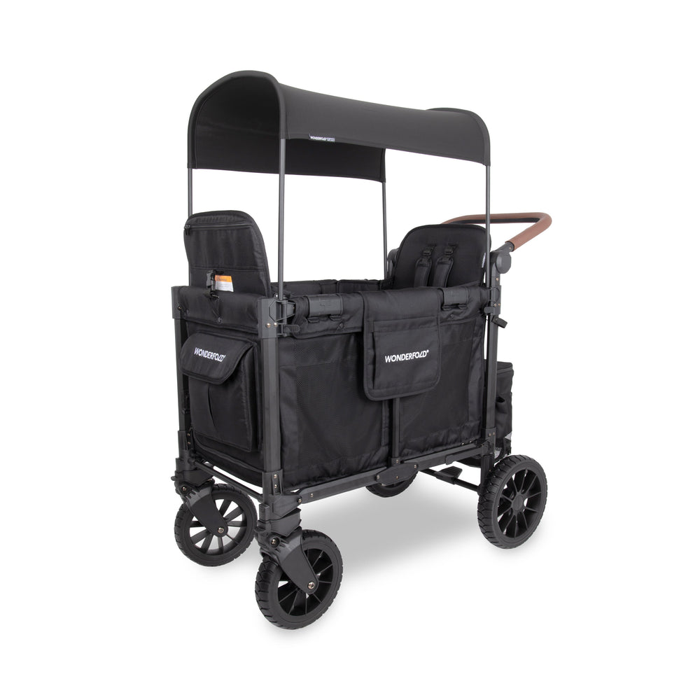 WonderFold W Luxe Pro Stroller Wagon 2-Seater in Jet Black