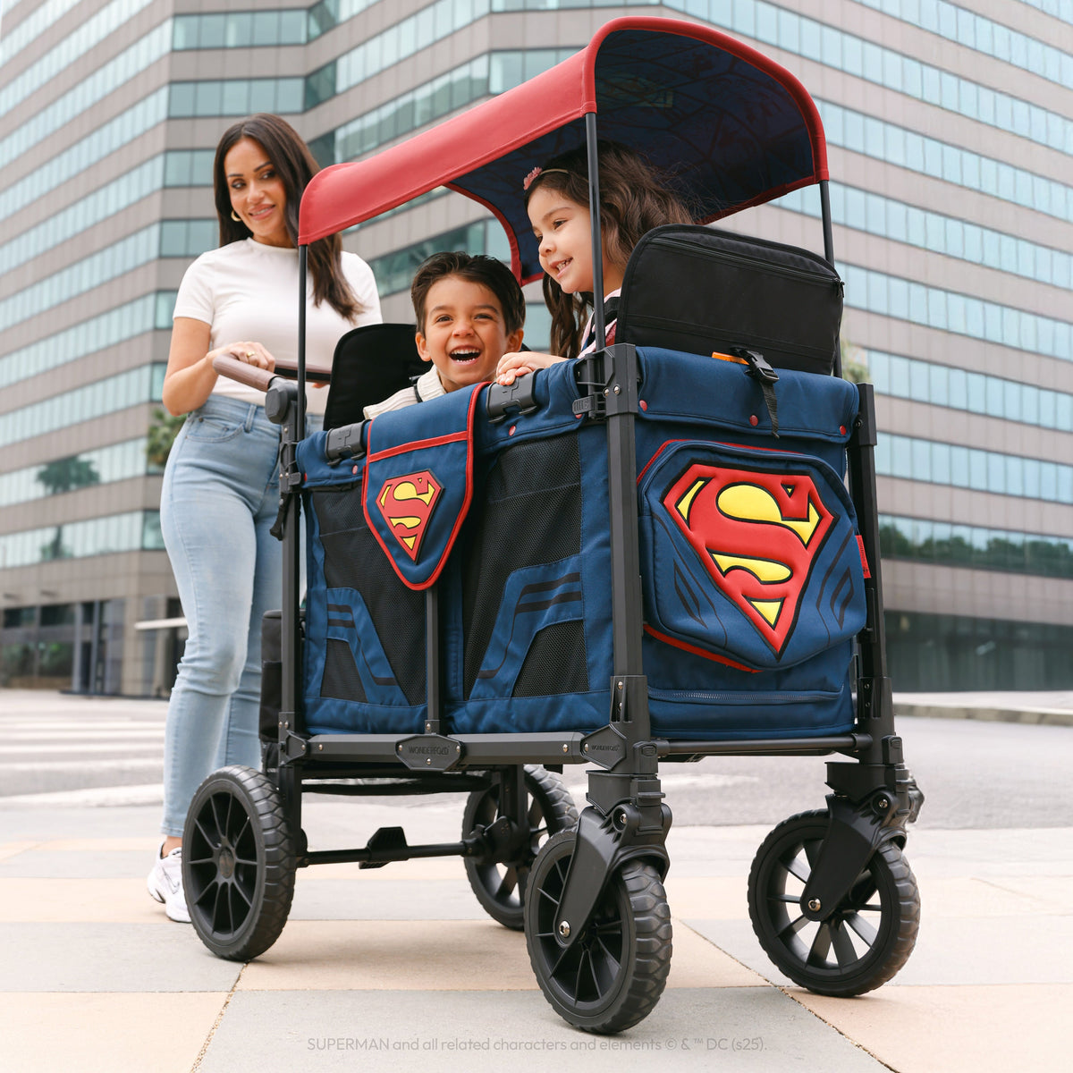 WonderFold W Luxe Pro Stroller Wagon 2-Seater in Superman