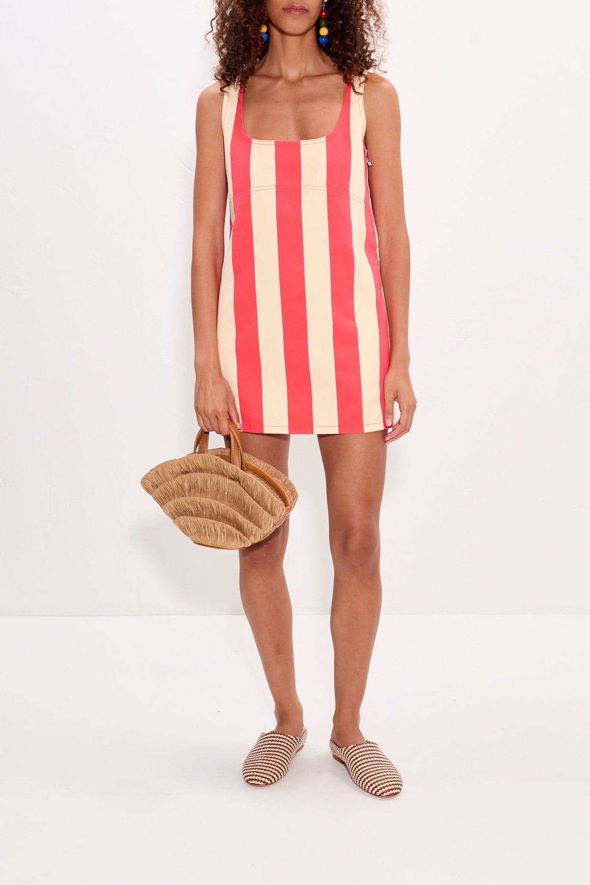 Sahara Striped Denim Dress in Venetian Red