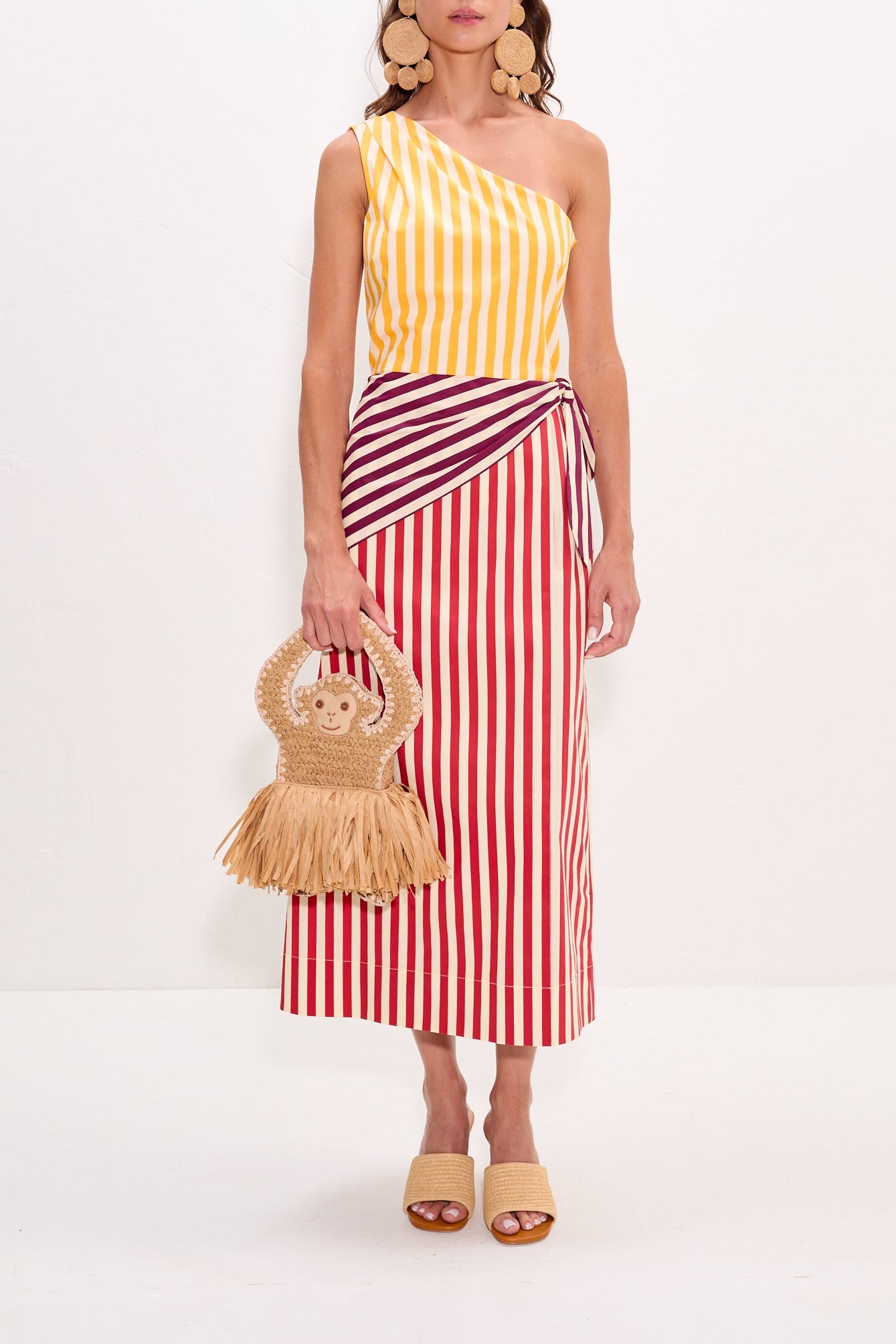 Belem Poplin Midi Dress in Red Stripe