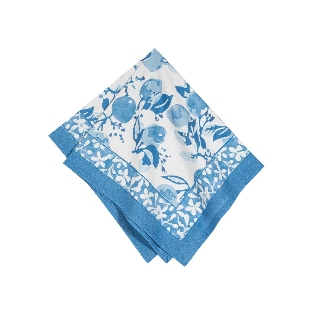 Citron Napkins in Bleu, Set of 6