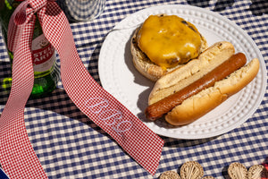 Wine Bow “BBQ” in Red Gingham with White