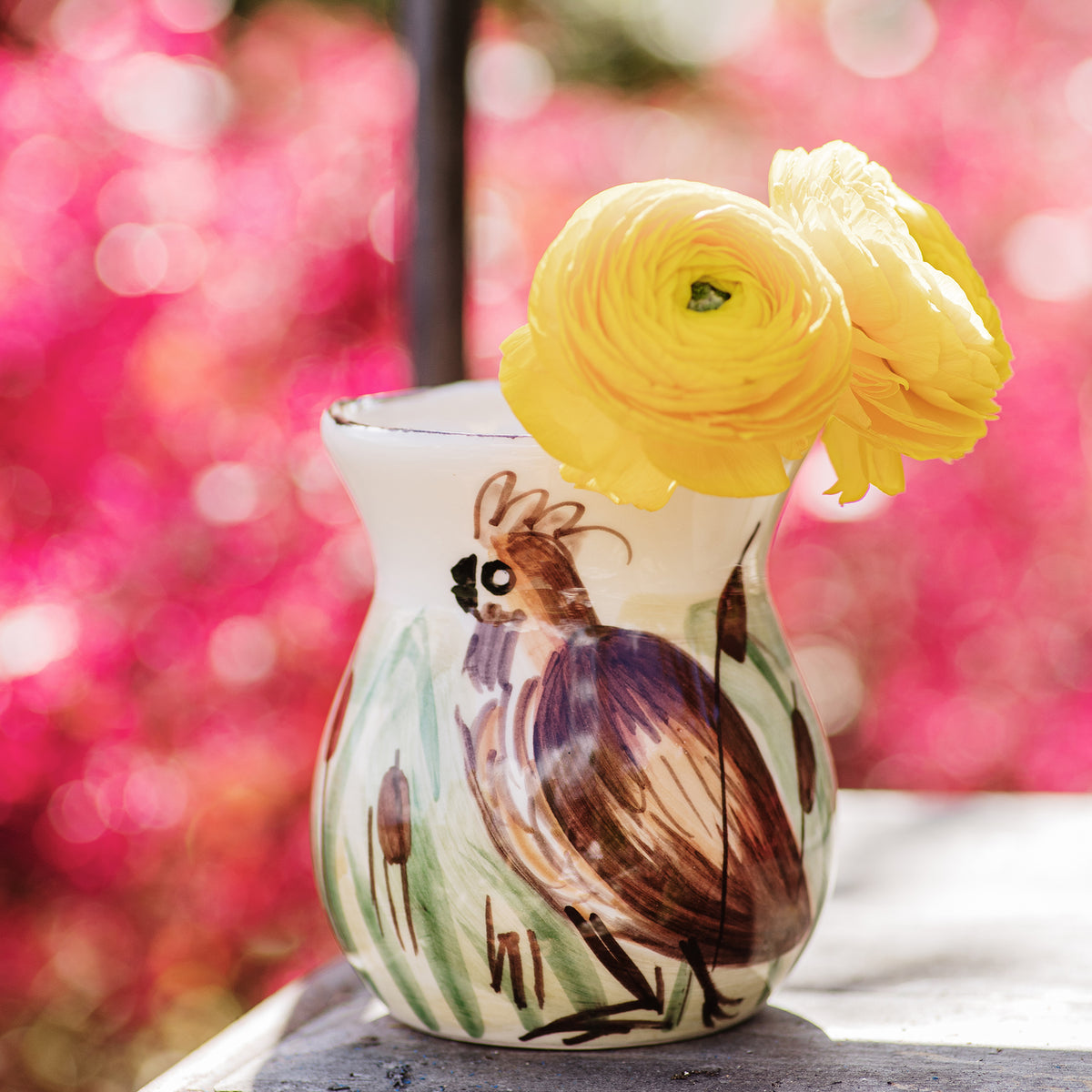 Wildlife Quail Bud Vase in Multi