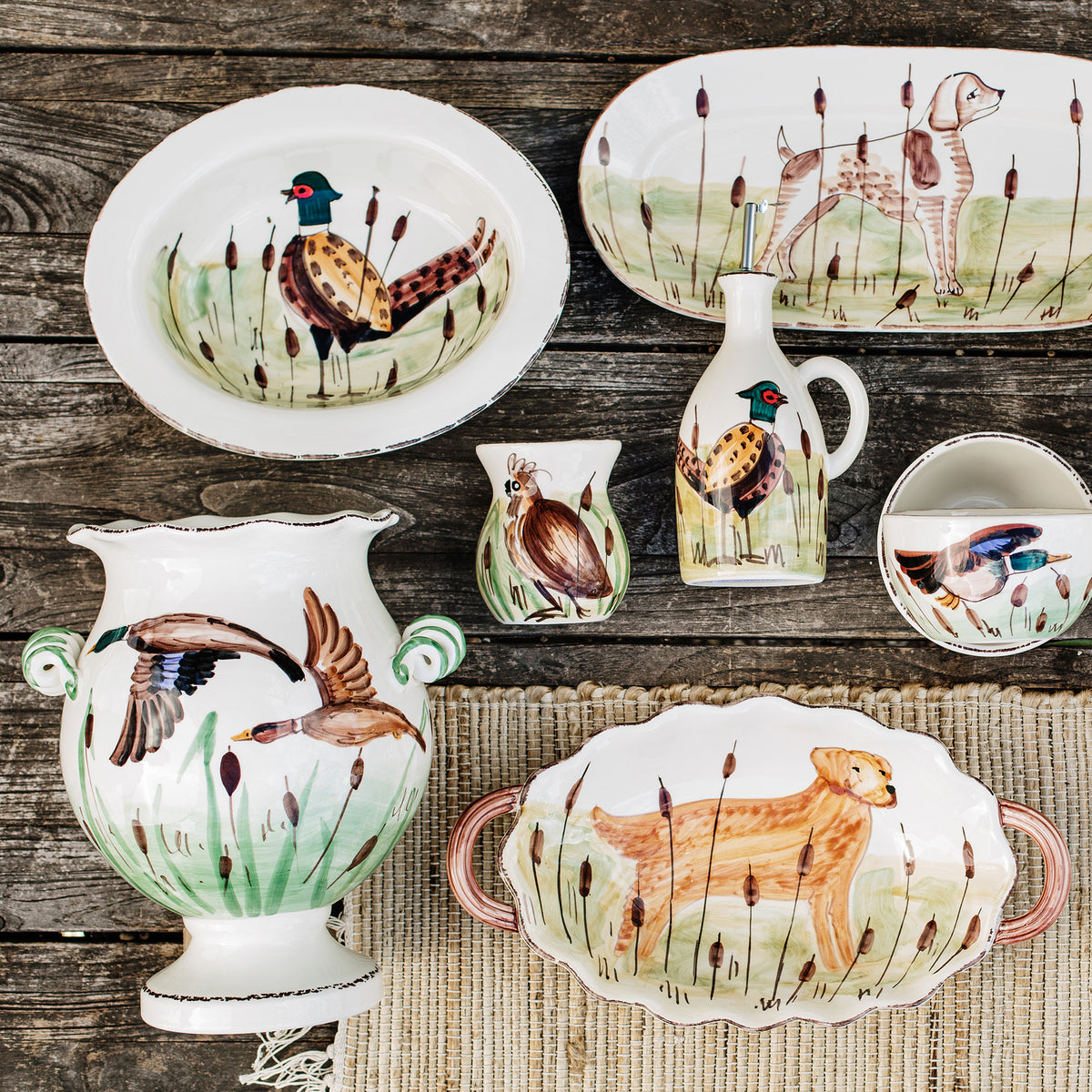 Wildlife Mallard Handled Cachepot in Multi