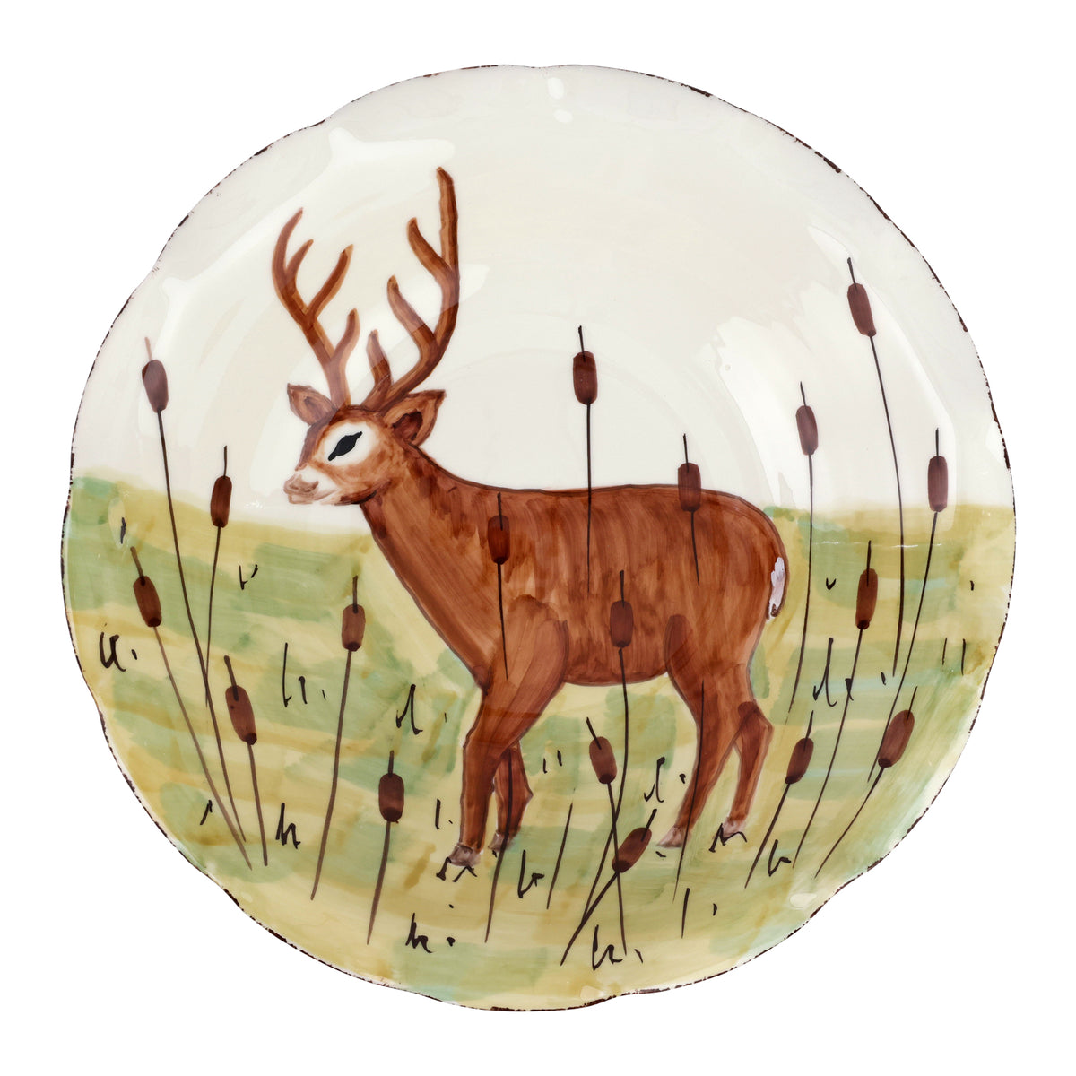 Wildlife Footed Deer Pedestal Fruit Bowl in Multi