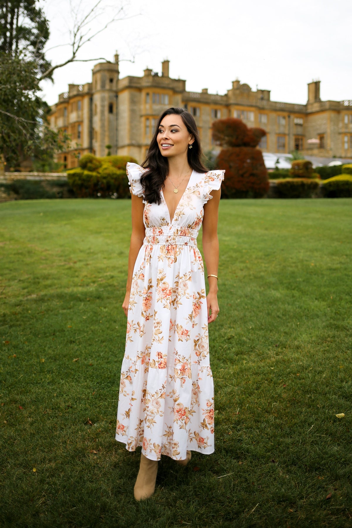 West Village Dress in Peach Floral